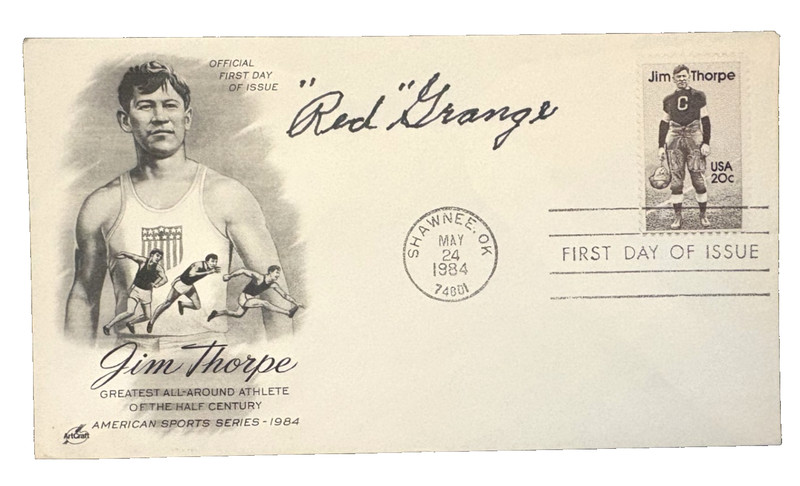 Red Grange Hall of Fame Football Pioneer & Champion Autographed First Day Cover