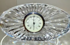 Vintage WATERFORD CRYSTAL Oval Quartz Desk-Mantel Clock (5" X 2.5"X1") BEAUTIFUL
