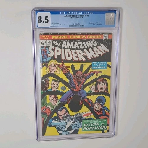 Amazing Spider-Man #135, CGC 8.5 VF+, WP (Marvel, 1974) 2nd Punisher app