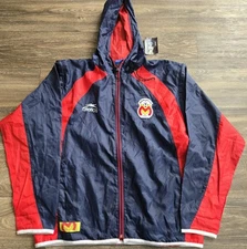 Atletica Monarcas Morelia 2010 Futbol Soccer Hooded Jacket Vest Blue Men Size L