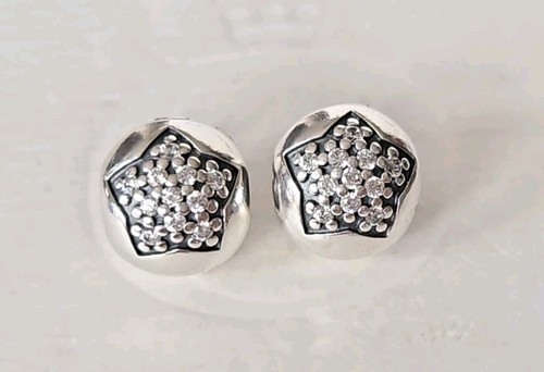 Genuine Pandora Bracelet Clip Charms - Silver Your A Star Pave Clips x2 S925 - Picture 3 of 5