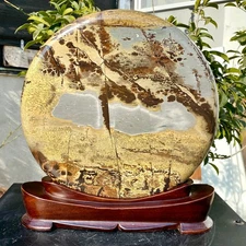 12.67LB Natural Chinese painting stone crystal ornaments for home decoration.