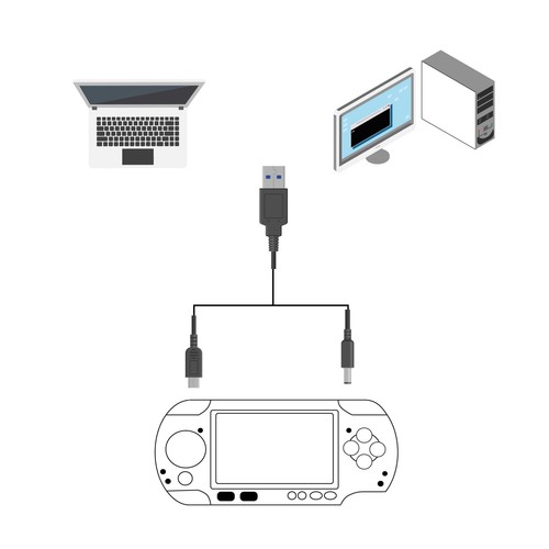 Cavo dati e Ricarica USB 2 in 1 Compatibile con Sony PSP 1000 2000 3000 Nero - Imagen 5 de 8