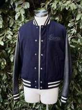 Gucci Leather and Wool Varsity Jacket Mens Me...