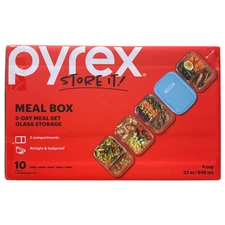 Pyrex Store It! Meal Box 5-Day Meal Set Glass Storage Containers, 10-Piece Set