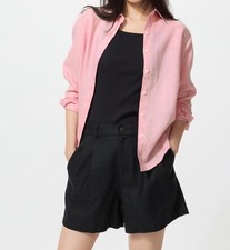 Genuine UNIQLO Linen Cotton Shorts BLACK WOMEN