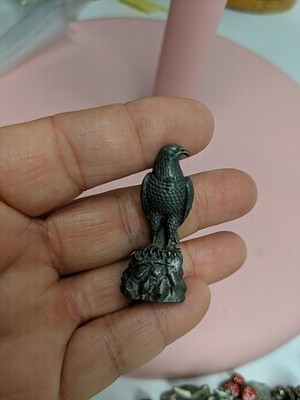 Vintage Pewter American Bald Eagle Diamond Cut Miniature 1.5'' Tall Bird Animal
