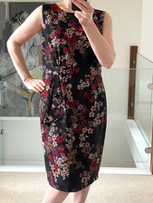 Monsoon Bronte Black Multi Floral Pencil /Wiggle Dress Party Evening Wedding 16