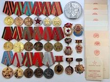 Soviet Russian Set 25 Medals badges, 10 Documents of Veteran Pilot WW2 Army USSR