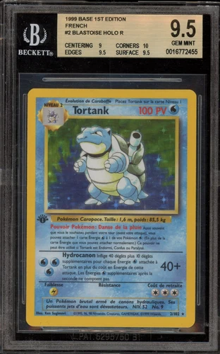 Pokemon Blastoise (Tortank) Base Set 1st Edition FRENCH Holo Rare #2 BGS 9.5
