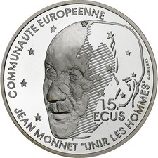 [#1501615] France, 100 Francs-15 Ecus, Jean Monnet, 1992, Proof, Silver, MS