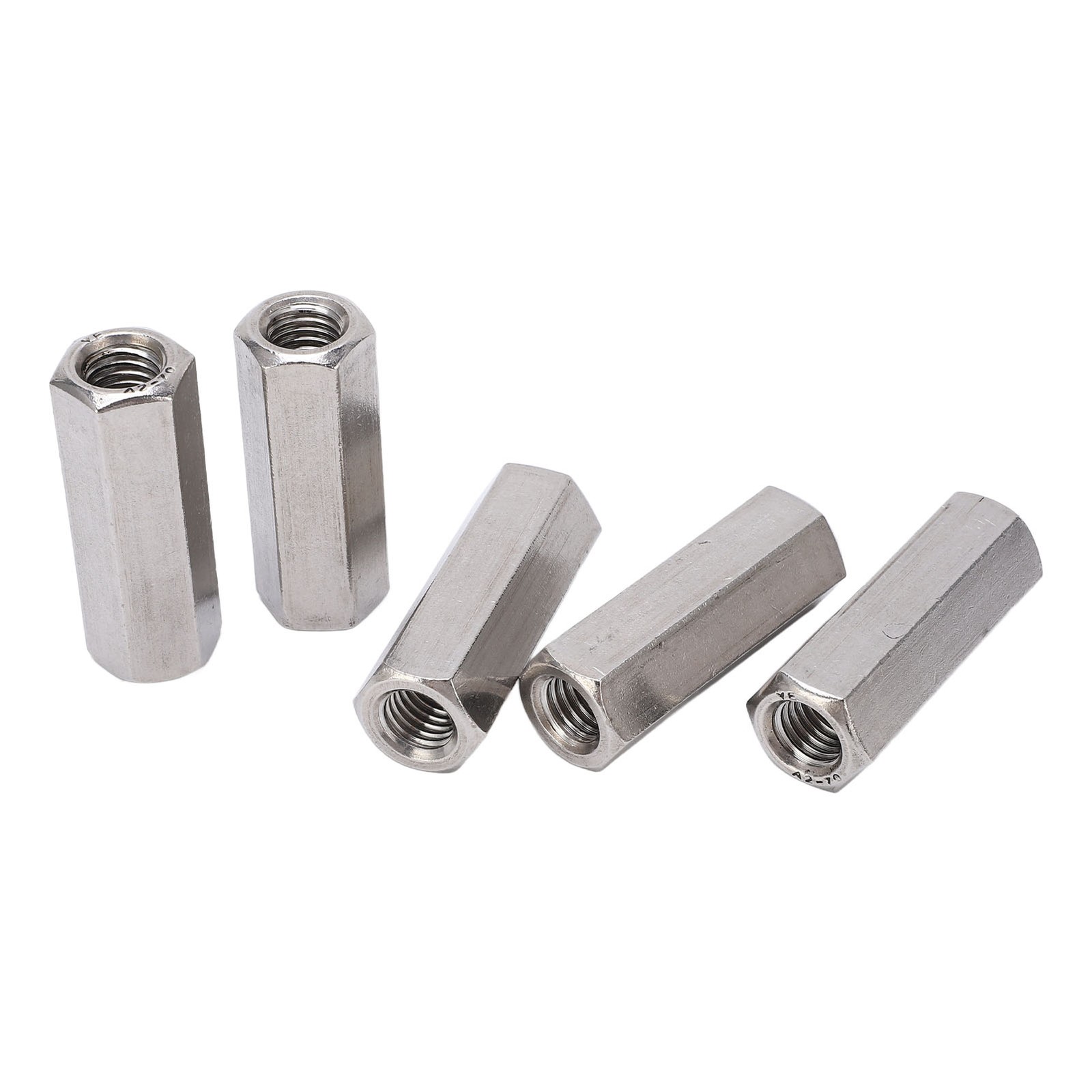 New 5Pcs Silver M12 Hex Coupling Nut Corrosion Resistance Robust 304 Stainless