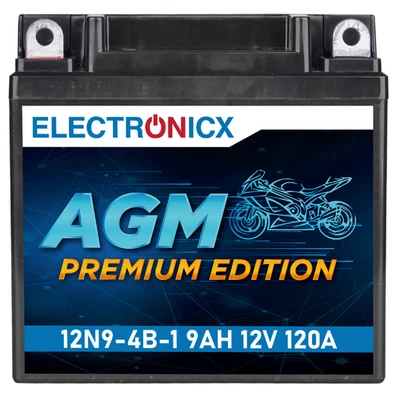 Electronicx YB9-B AGM Motorradbatterie 12V 9Ah – Wartungsfrei & Leistungsstark |