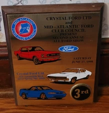 Crystal Ford Silver Spring, Maryland Car Auto Show 1998 Trophy Plaque Award Wood