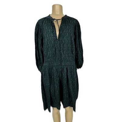 NEW Gap XL Women Peasant Smocked Waist Dress Floral Print Cotton Q11