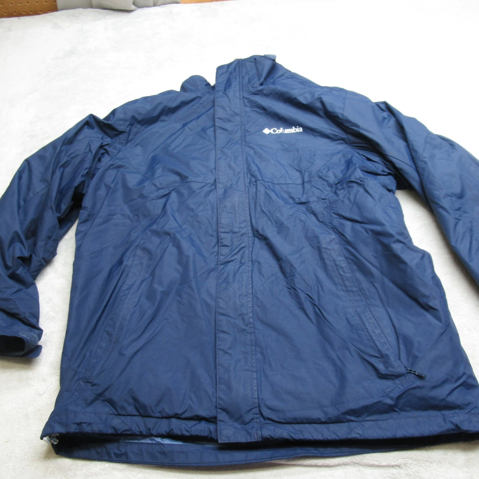 Columbia Jacket Mens Large Blue Waterproof Packable Eager Air 3in1 Shell