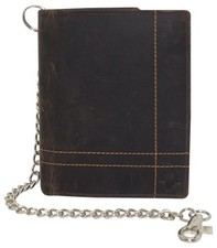 RFID Mens Hipster Multi-Card Holder Bifold Vintage Leather Chain Biker Wallet