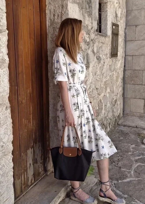 ZARA ECRU MIDI MAXI SHIRT DRESS STARFISH PALM TREES LINEN 5216/045 XS BLOGGER - Image 4 of 4