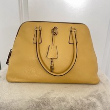 Authentic Prada Lux Tote Bag Top Handle Yellow Grain Leather