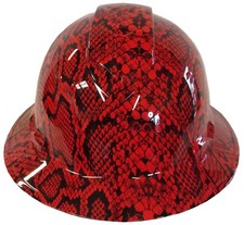 Hydro Dipped Hard Hat Ridgeline Full BRim Custom Red Snake Skin 