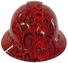 Hydro Dipped Hard Hat Ridgeline Full BRim Custom Red Snake Skin 