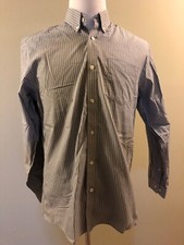 Mens Eddie Bauer Button Down Wrinkle Free Relaxed Fit Gray Striped Shirt, M