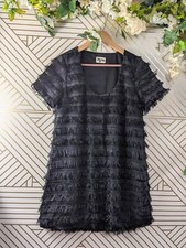 SHOW ME YOUR MUMU Women's Black Fringe Flowy Short Sleeve Demi Dress Size XS