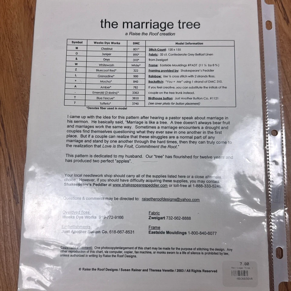 Raise The Roof The Marriage Tree Counted Cross Stitch Pattern - Image 3 of 3