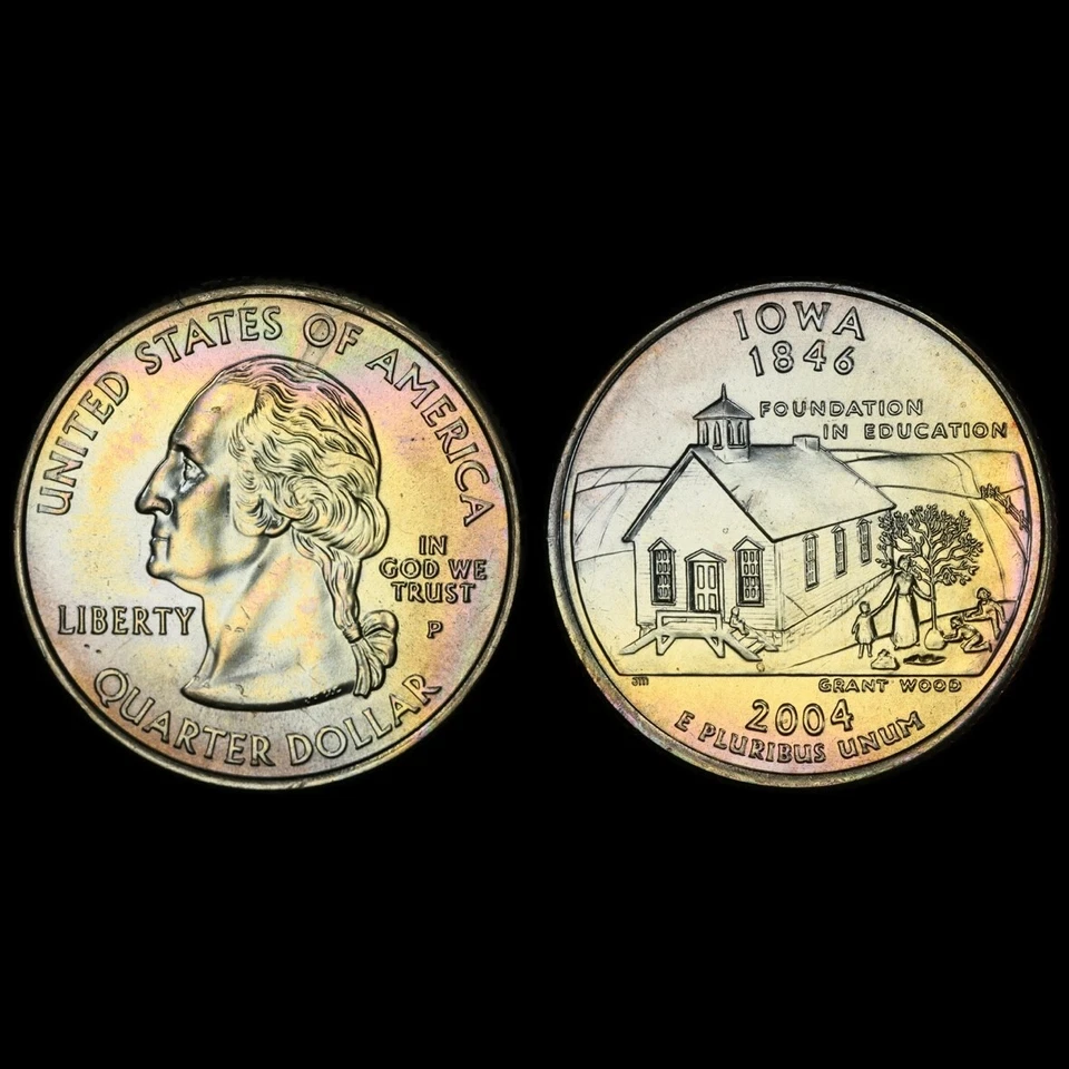 MS66 2004-P 25C Washington Iowa State Quarter, PCGS Trueview- Rainbow Toned - Image 4 of 4