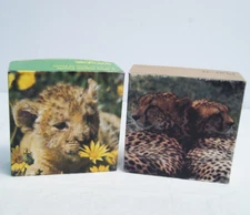 2 Vintage Springbok Mini Puzzles: Cats Cheetas Lion Cubs Baby 70+ PC COMPLETE