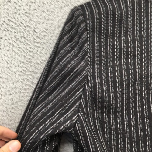 Cabi Cropped Blazer Jacket Womens 12 Black Striped Button Up Notch Lapel Office - Picture 15 of 20