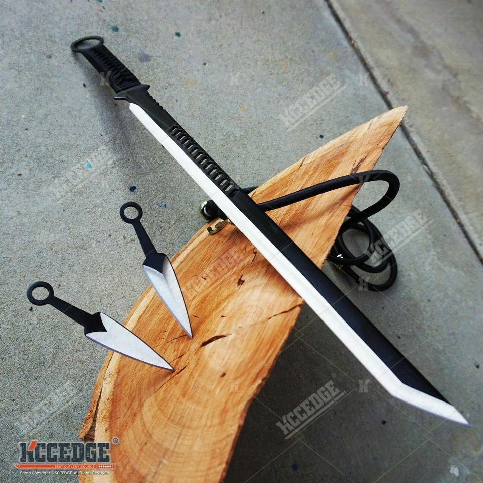ESPADA NINJA TANTO 27" Machete + 2 Cuchillos Full Tang Hoja Táctica Katana Foto 4 de 4