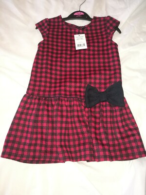 Kleinkind Mädchen Weihnachten rot und schwarz Schottenkaro Kleid 