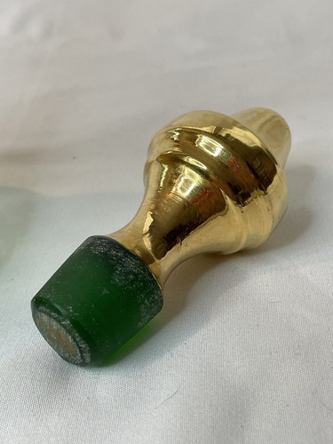 Vintage JFS Genuine Bohemia Green Glass & Gold Hand painted Decanter & Stopper - Picture 12 of 24