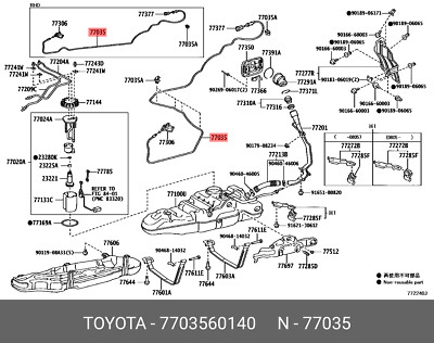 Genuine OE cable sub-assy, fuel lid lock control, 7703560140 for TOYOTA 77035-60