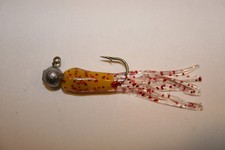 8 pk Yellow / Red Sparkle Crappie Fishing Tube Jigs Bluegill Perch Trout Walleye