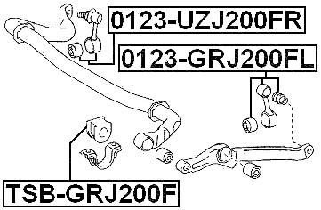 TSB-GRJ200F Febest FRONT STABILIZER BAR BUSH D42.7 48815-60260, K201585 - Picture 2 of 4