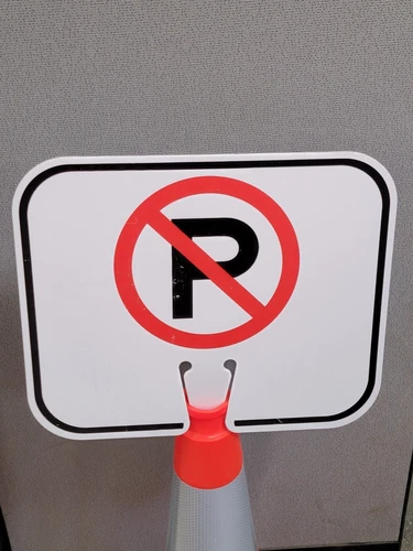 Uline Plastic Traffic Cone Sign, "NO PARKING" Temporary Portable Sign For Cones image 5