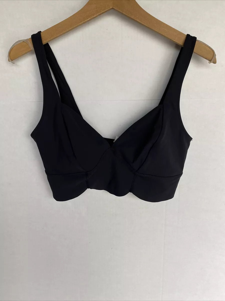 FP MOVEMENT FREE PEOPLE WOMEN'S LONG LINE SCALLOPED EDGE SPORTS BRA BLACK  MEDIUM