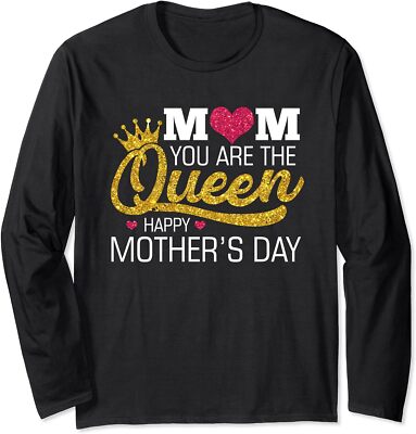 Mom You Are The Queen Happy Mothers Day Yellow Crown Long Sleeve Tshirt