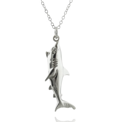 Great White Shark Necklace 925 Sterling Silver 3d Charm Ocean Sea Jewelry Gift Ebay