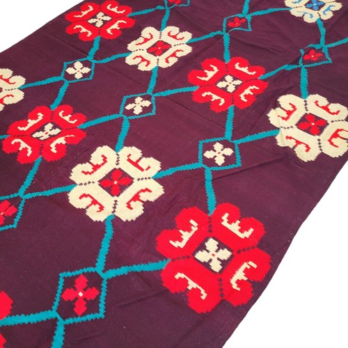 Vibrant Moroccan Handmade Wool Rug Red Yellow Flower Fringe Tribal Berber Carpet - Picture 9 of 24