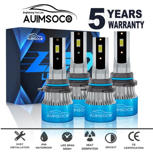 For Chevy Corvette Coupe 1997-2004 Xenon White LED Headlight Hi-Low Bulbs Kit 4x