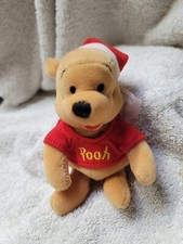 5" Santa Pooh Christmas - Mini Bean Bag Plush No Hang Tag UK Disney Exclusive
