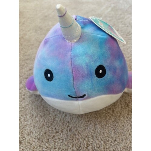 NWT Squishmallows Hallie Narwhal Plush Toy Pastel Tie-Dye Colors Cute & Cuddly - Picture 2 of 9