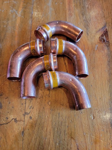 Nibco 3/4" Copper 90° Elbow Press Long Turn Street L. 5pk