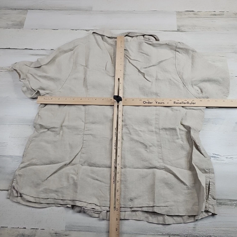 Camisa de lino ligera Lane Bryant para mujer 18/20 beige pulóver manga corta Foto 3 de 4