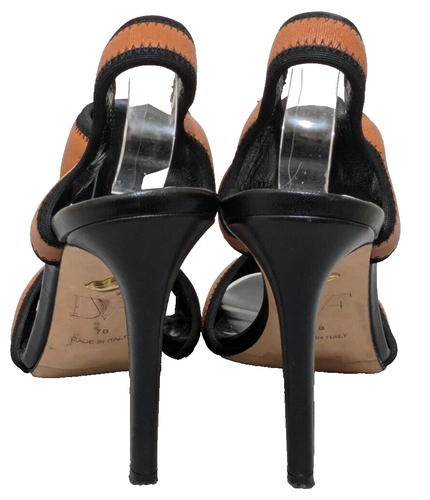 Diane Von Furstenburg 4" Heels 7B Brown Leather All Straps - Picture 5 of 10