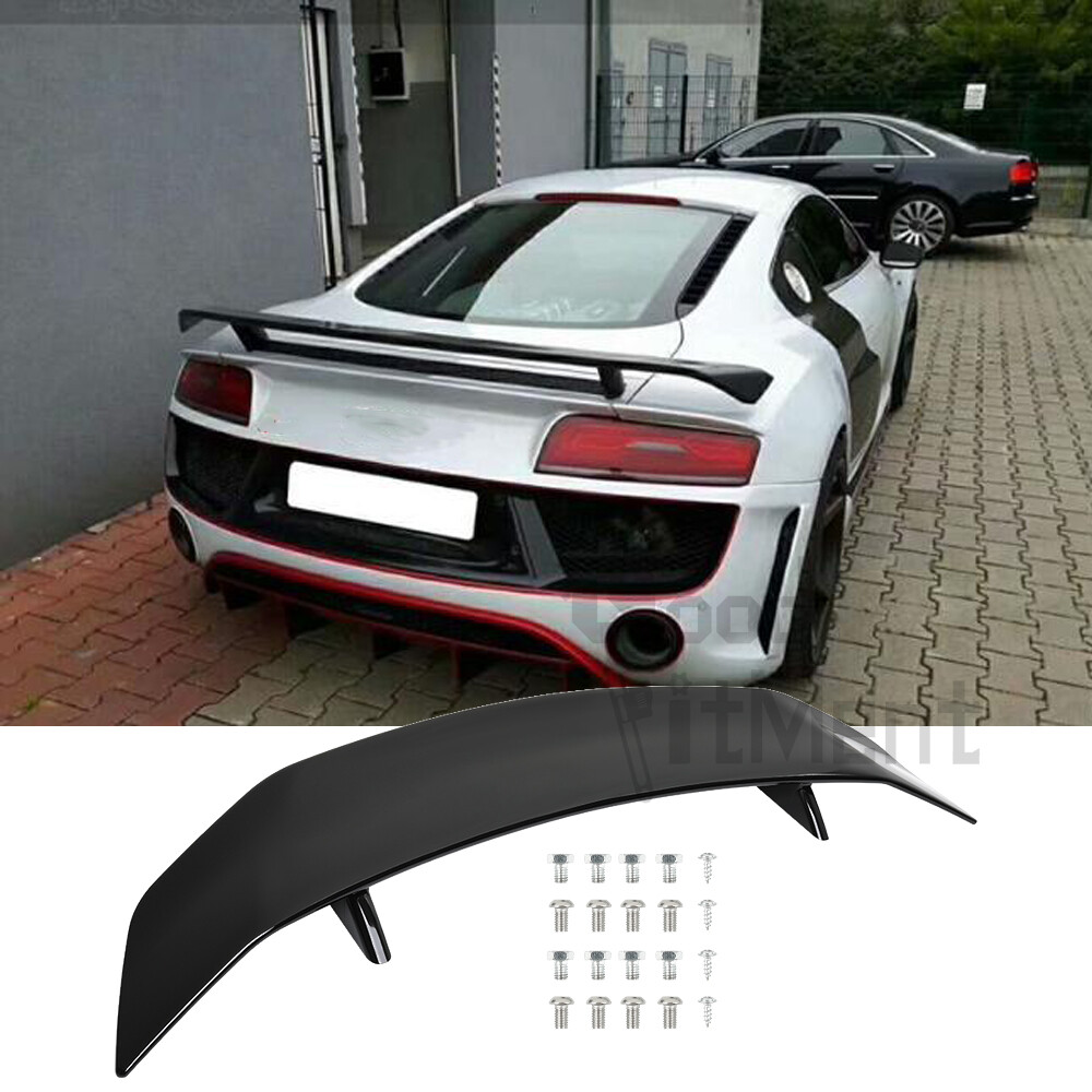 For AUDI R8 ABS GT Style Rear Trunk Spoiler Wing Lip with Bracket Glossy Black