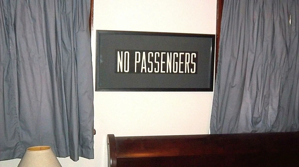NYC NY SUBWAY SIGN NO PASSENGERS ROLL SIGN MATTED FRAMED COLLECTIBLE HOME ART - Image 3 of 3